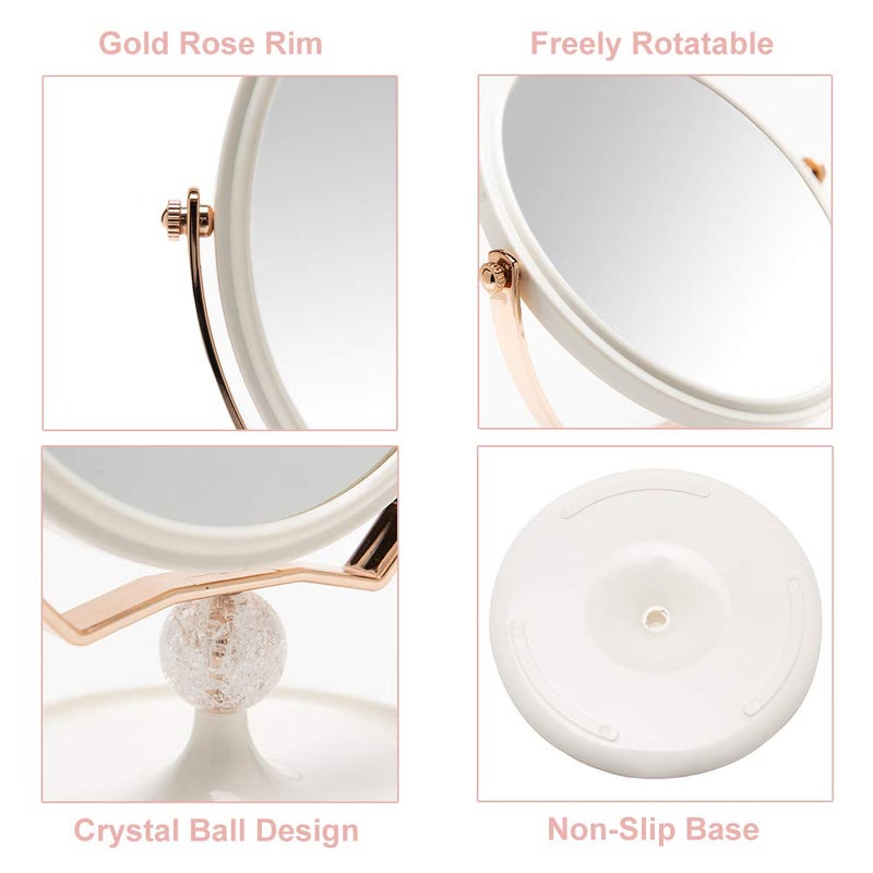 YEAKE Magnifying Makeup Vanity Mirror,ABS Plastic Double Sided 3X Magnification 360Â°Swivel Beauty Make Up Mirror Cosmetic Table Desk Mirror 8" Oval - Image 5